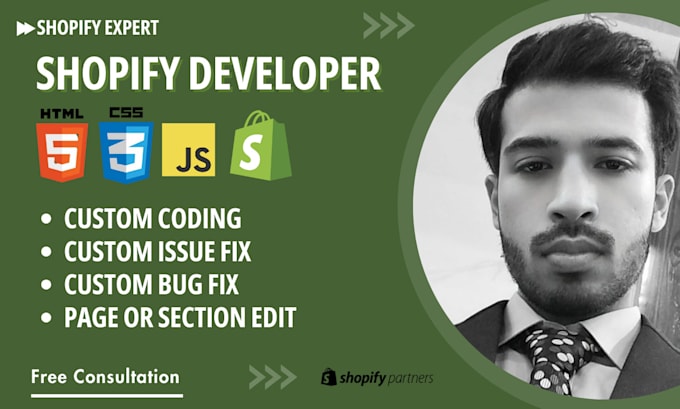 Gig Preview - Do shopify custom coding, custom section development, and bug fix