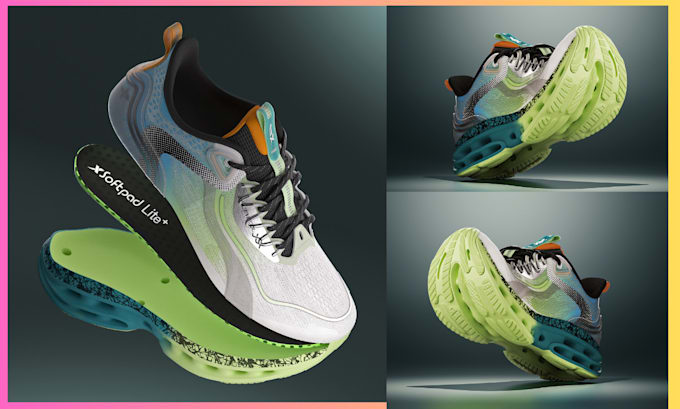 Gig Preview - 3d shoe design shoe animation, product animation, 3d rendering, blender modeling