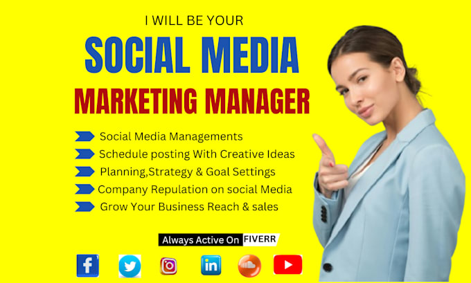 Gig Preview - Be your social media marketing manager and content creator