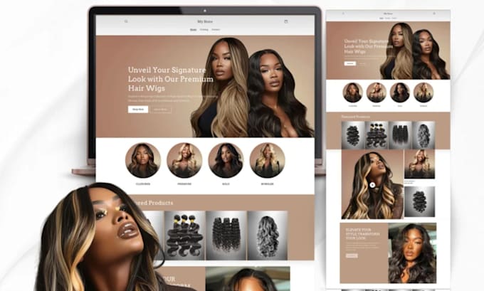 Gig Preview - Create luxury beauty hair extension website or wix hair extension shopify store