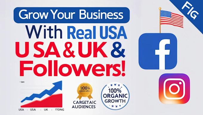 Gig Preview - Grow your USA uk business facebook page ig for real followers