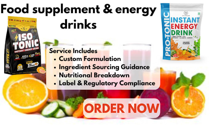 Gig Preview - Formulate food supplement, energy drink, vitamin, pet food, beverage nutritional