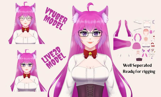 Gig Preview - Draw rig live2d vtuber model anime avatar character 2dmodel for virtual streamer