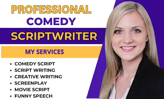 Gig Preview - Be your comedy writer, comedy script, script writing, jokes, funny speech