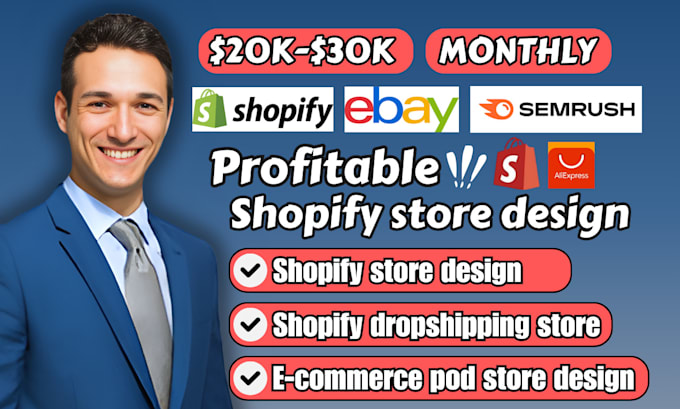 Gig Preview - Setup shopify dropshipping store, shopify store design for ecommerce websites