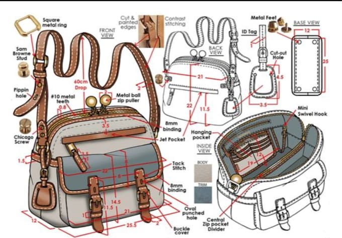 Gig Preview - Design handbag, duffle bag, tote bag, bag design and bag tech pack