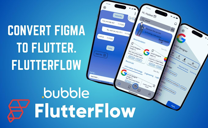 Gig Preview - Convert figma to flutter flutterflow mobile app front end developer figma ui