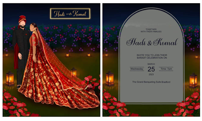 Gig Preview - Create wedding invitation video with customized illustration