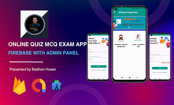 Gig Preview - Create a custom mcq quiz exam app for android with admin