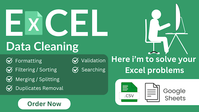 Gig Preview - Do excel data cleaning, formatting, merging and splitting