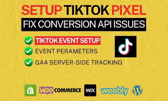 Gig Preview - Setup tiktok pixel, conversion API, ads integration, tiktok events with GTM