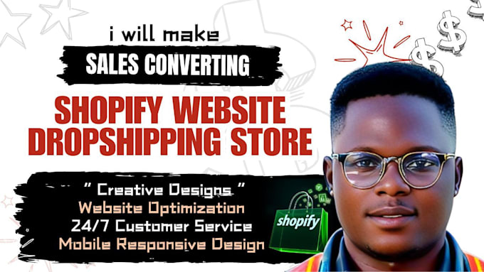 Gig Preview - Build high converting sales shopify dropshipping store or shopify website