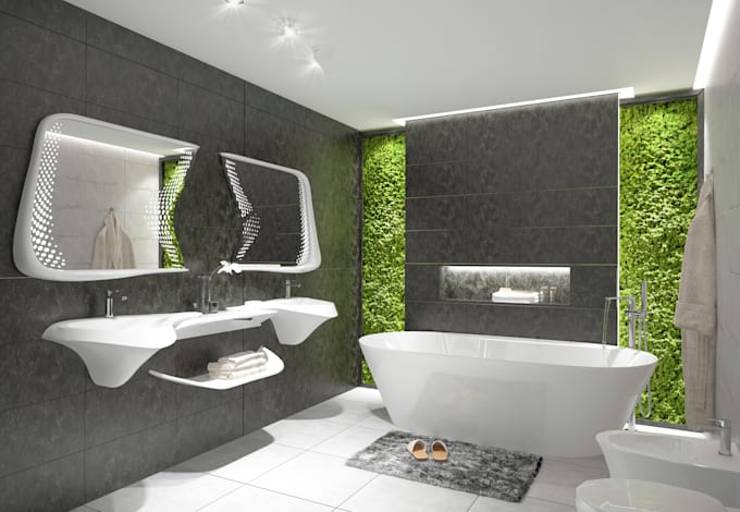 Gig Preview - Bathroom interior design and realistic 3d rendering