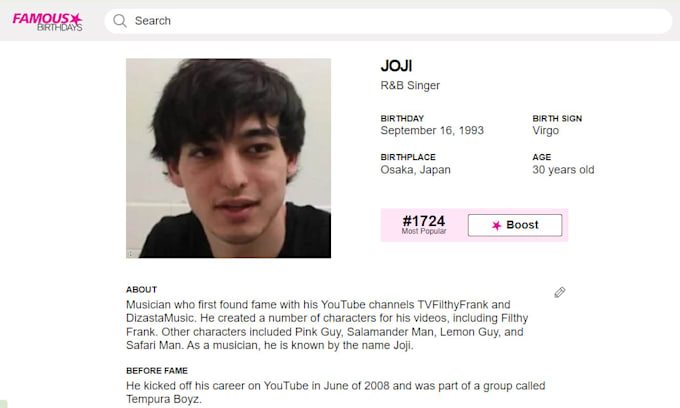 Gig Preview - Create a famous birthdays profile for you