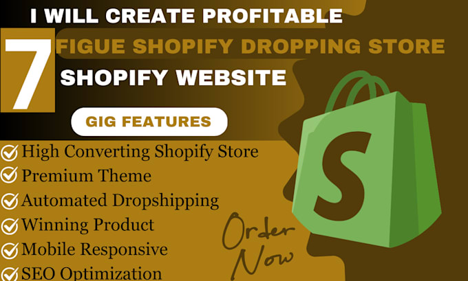 Gig Preview - Create 7 figure shopify dropshipping store, shopify redesign, shopify website