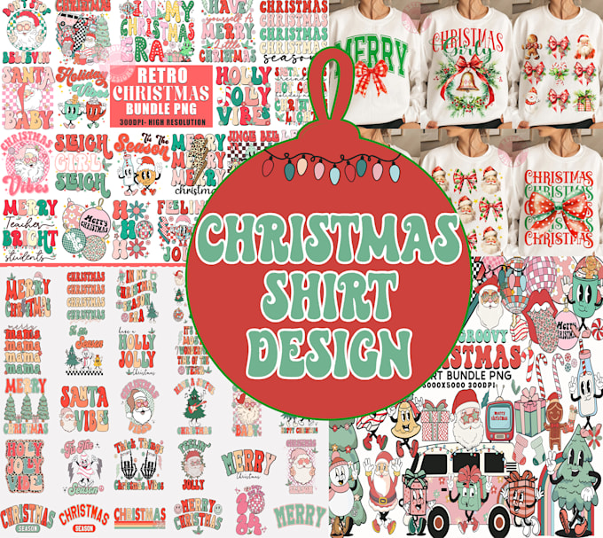 Gig Preview - Deliver retro christmas t shirt designs for etsy and pod