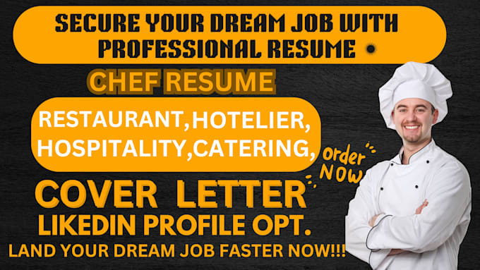 Gig Preview - Craft professional ats culinary, chef, restaurant, hotelier, bar manager resume