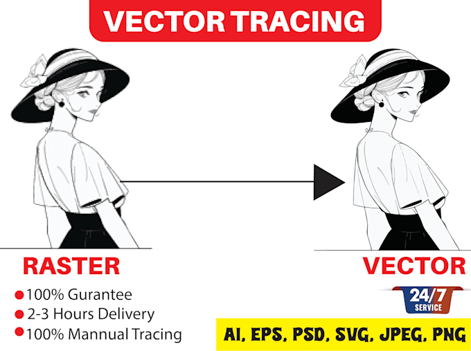 Gig Preview - Do vector trace or convert jpeg to vector