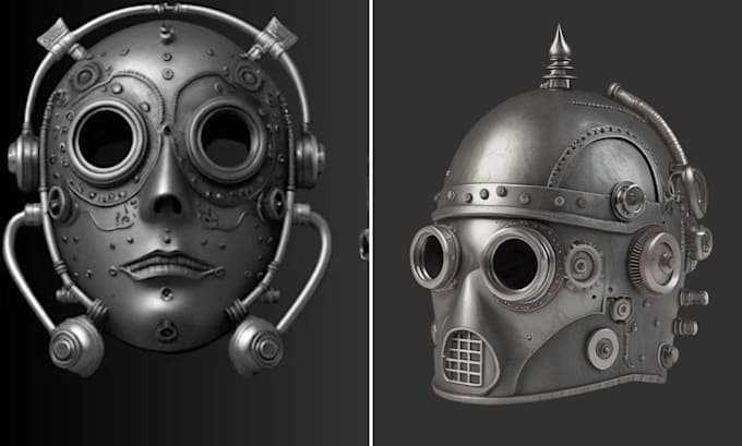 Gig Preview - Design 3d steampunk mask model gas mask model vintage for cosplay and printing