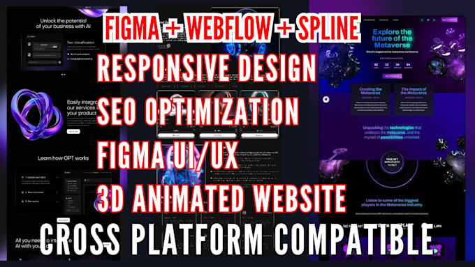 Gig Preview - 3d webflow animation website design, convert figma to webflow landing page