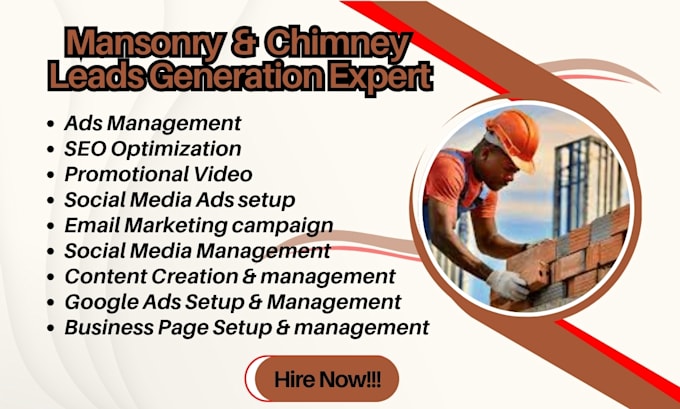 Gig Preview - Generate masonry leads brick fence wall repair lead masonry contractor marketing