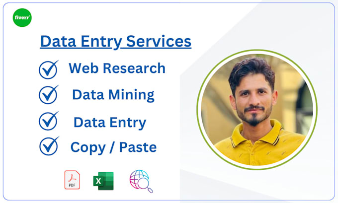 Gig Preview - Do perfect data entry, web research and copy paste services