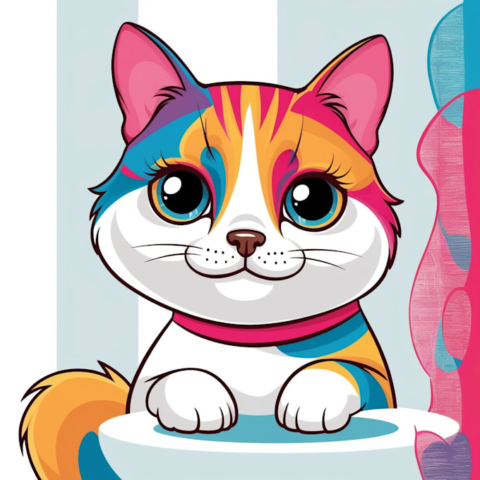 Gig Preview - Draw your cat, dog, or any pet into cartoon vector portrait