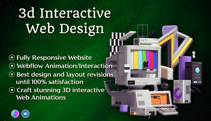 Gig Preview - Build 3d websites design with webflow and animation spline