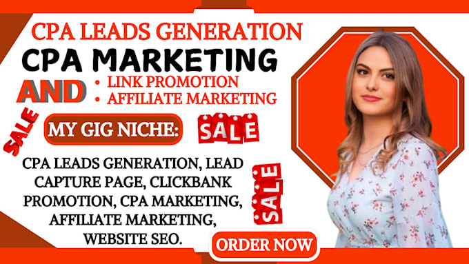 Gig Preview - Do cpa marketing cpa lead generation affiliate marketing cpa link promotion