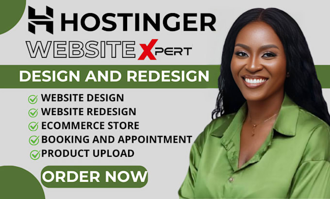 Gig Preview - Hostinger website design bluehost godaddy, woocommerce wordpress hostinger