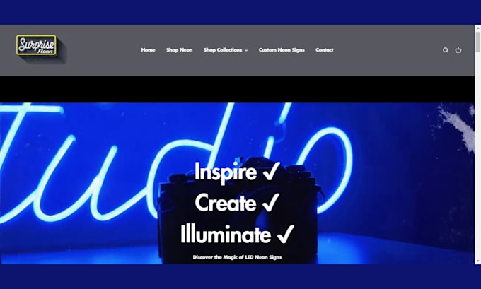 Gig Preview - Build a neon shopify store neon light store neon sign shopify store neon website