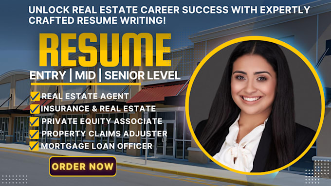 Gig Preview - Write real estate resume, real estate agent, realtor, nhsc, escrow assistant cv