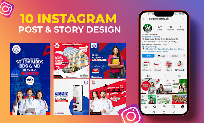 Gig Preview - Create 10 instagram post and story designs