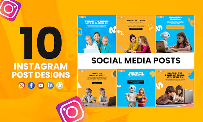 Gig Preview - Create 10 attractive instagram post designs