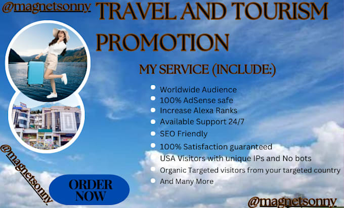 Gig Preview - Do organic promotion for your travel and tourism website to improve engagement