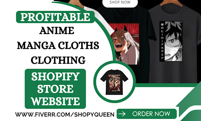 Gig Preview - Design anime manga anime clothing fashion clothing manga shopify store website