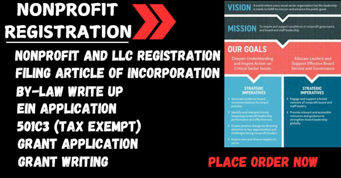 Bestseller - setup non profit registration, reinstate 501c3, llc registration, bylaws, ein