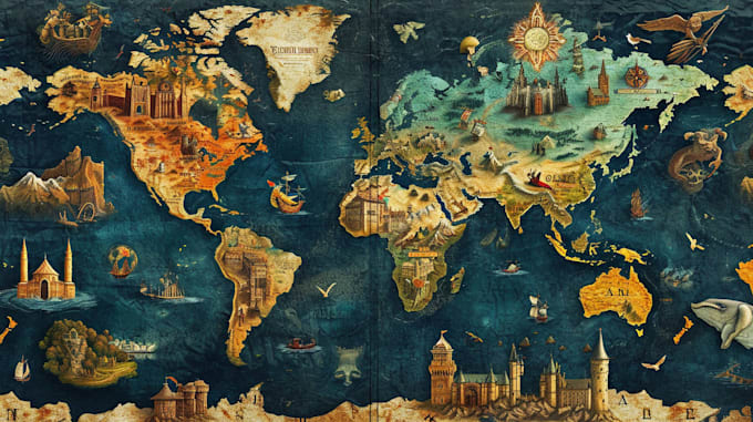 Gig Preview - Create a fantasy map, dnd, fantasy map design, board game vintage map, retro map