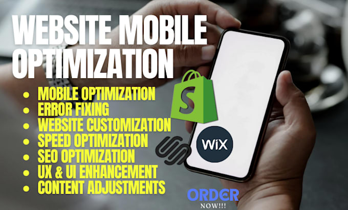 Gig Preview - Optimize, customize squarespace wix shopify website to mobile freindly fix error