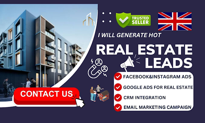 Gig Preview - Generate potential high quality UK real estate leads sales funnel crm