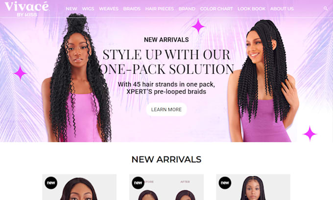 Gig Preview - Design hair extension shopify store beauty salon spa website hair care store