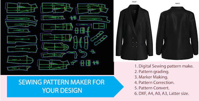 Gig Preview - Make pattern, grading, PDF, and dxf for your design