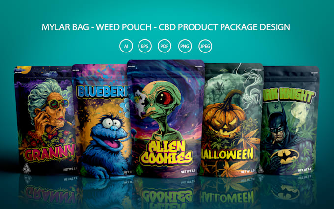 Gig Preview - Design unique weed pouch, mylar bag and cbd product labels