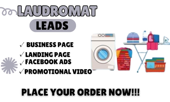 Gig Preview - Create laudromat facebook business page landing page google ads