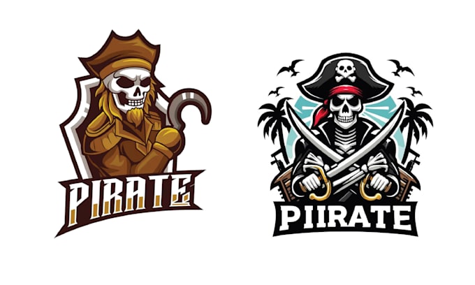 Gig Preview - Create skull pirate mascot sports logo vector illustration