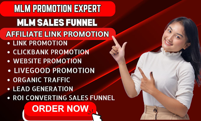 Gig Preview - Do mlm promotion, mlm sales funnel, affiliate link promotion mlm leads, solo ads