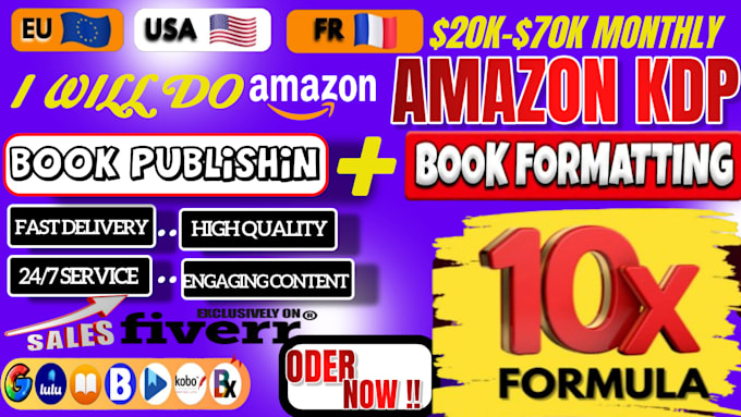 Gig Preview - Publish book on amazon kindle kdp book formatting amazon kdp book publishing