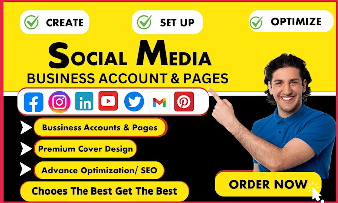 Gig Preview - Create a facebook business page, social media accounts setup, optimize