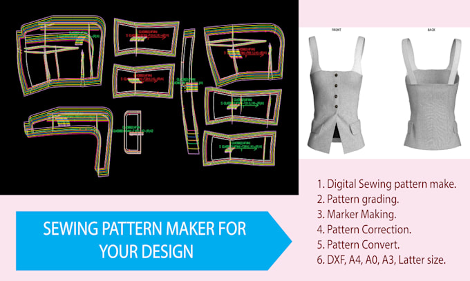 Gig Preview - Make a  sewing pattern grading, and PDF for your design