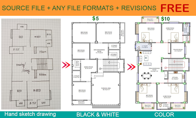 Gig Preview - Redraw 2d floor plan for real estate agents, developers, etc